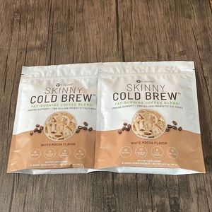 Two unopened bags of Skinny Cold Brew White Mocha flavor. It works brand